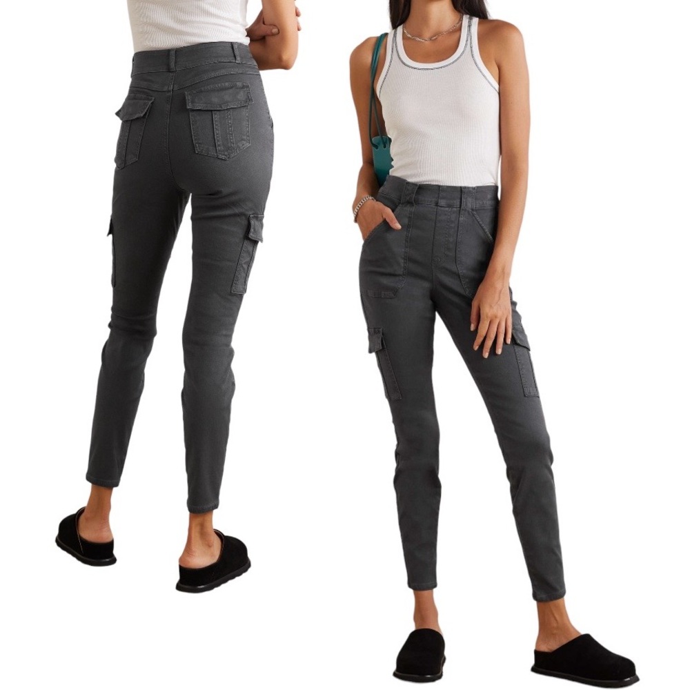 nwt SPANX® Stretch Twill Ankle Cargo Pants in Washed Black Size XS